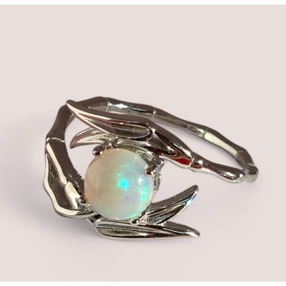 925 Sterling Silver Ring with Natural Multicolor Opal Gemstone - Picture 8 of 13